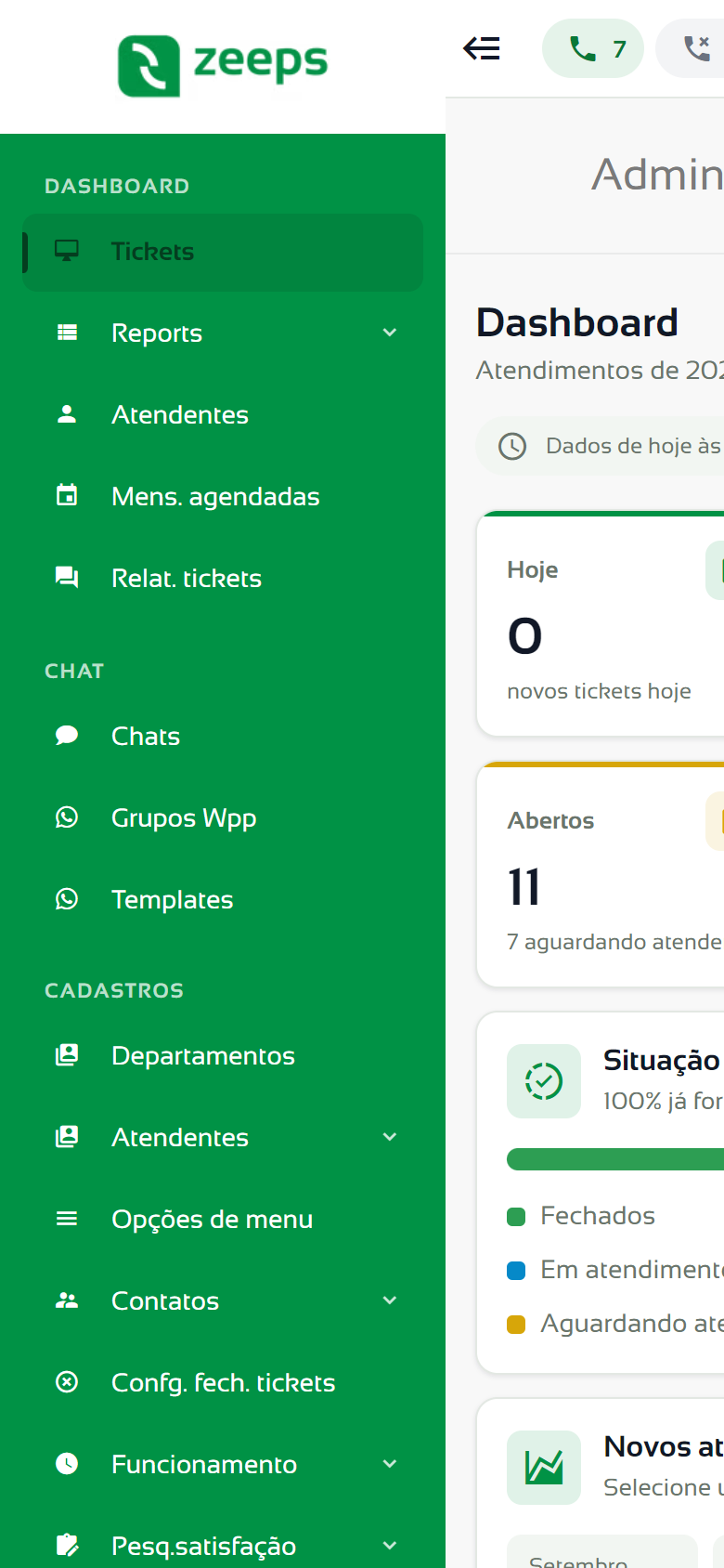 Menu lateral aberto no celular