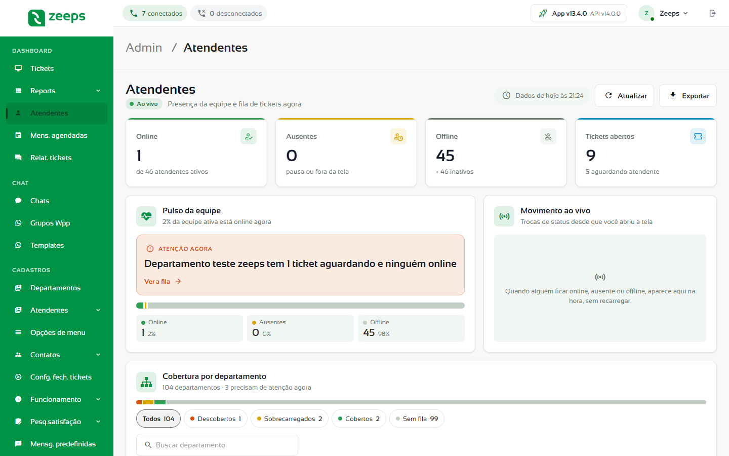 Pausas programadas para atendentes