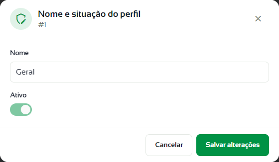 Janela Nome e situação do perfil