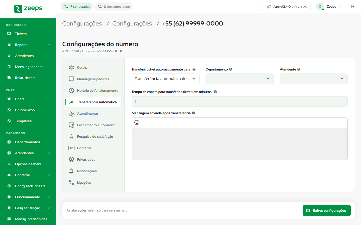 Aba Transferência automática