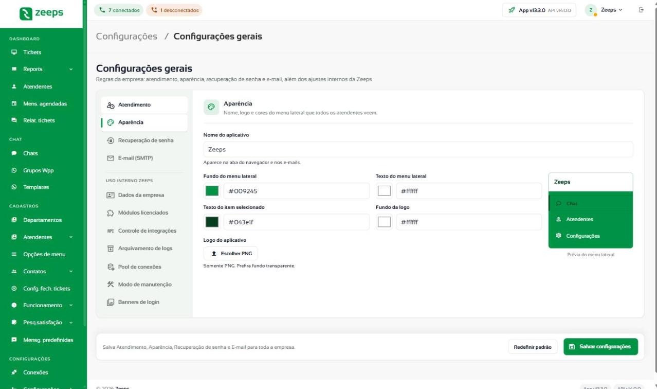 A sua marca do login ao painel